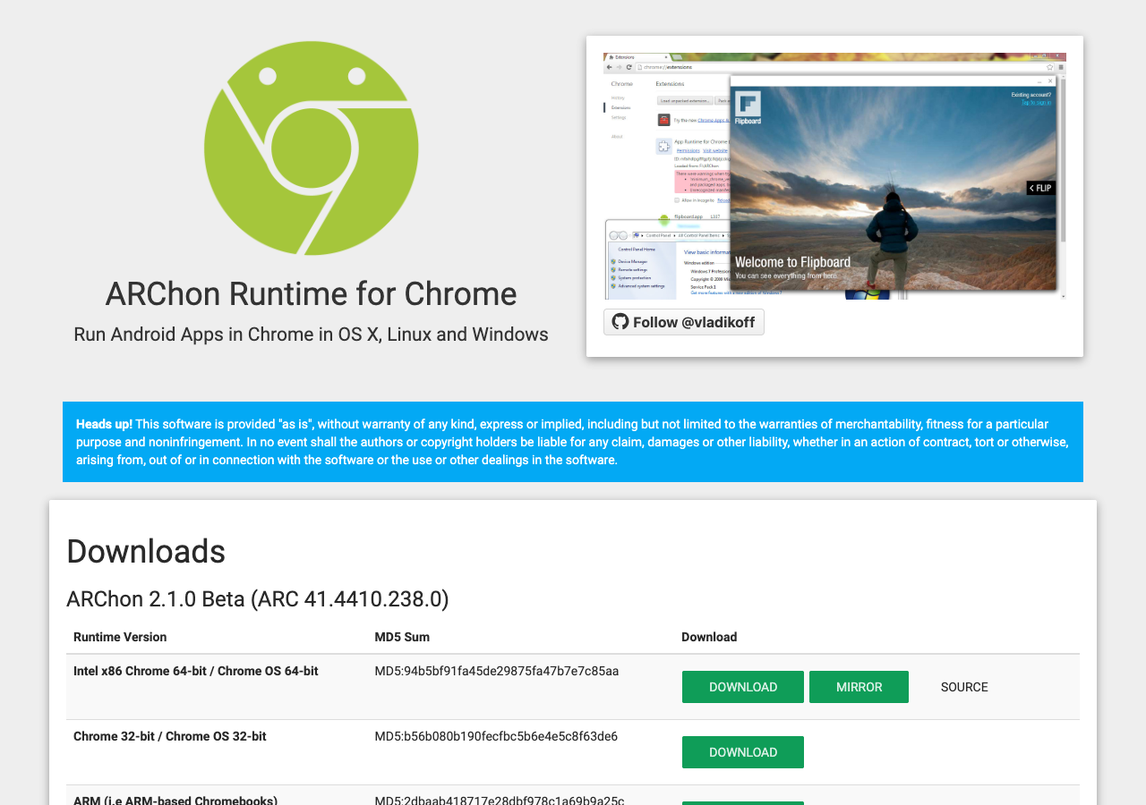 ARChon - Android Emulator for Windows and Mac