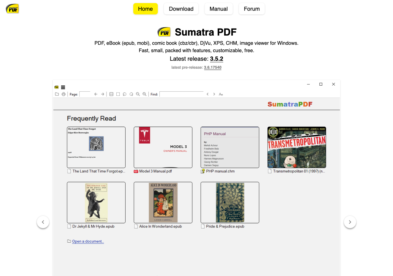 Sumatra PDF - Epub reader online