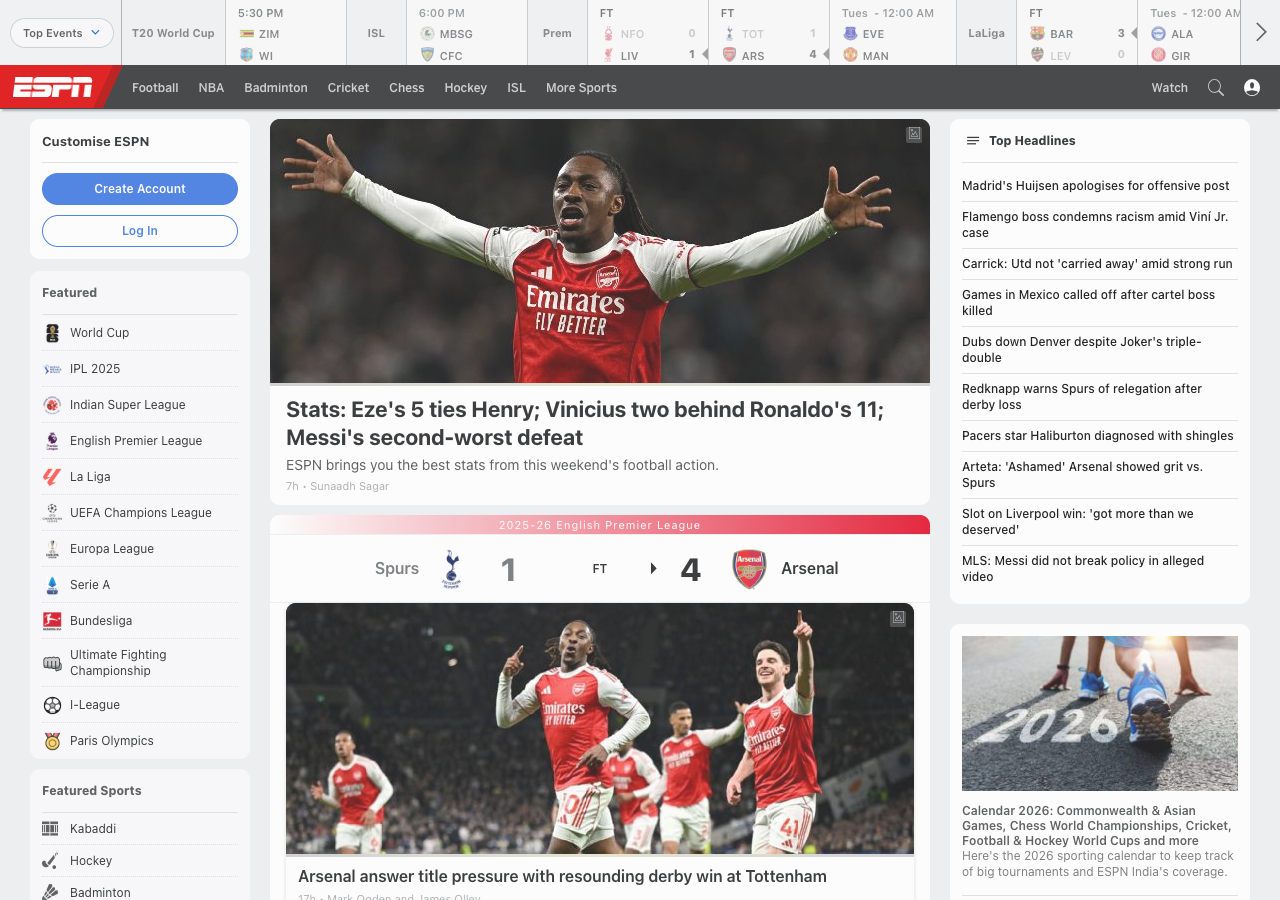ESPN - Live Sports Streaming Site