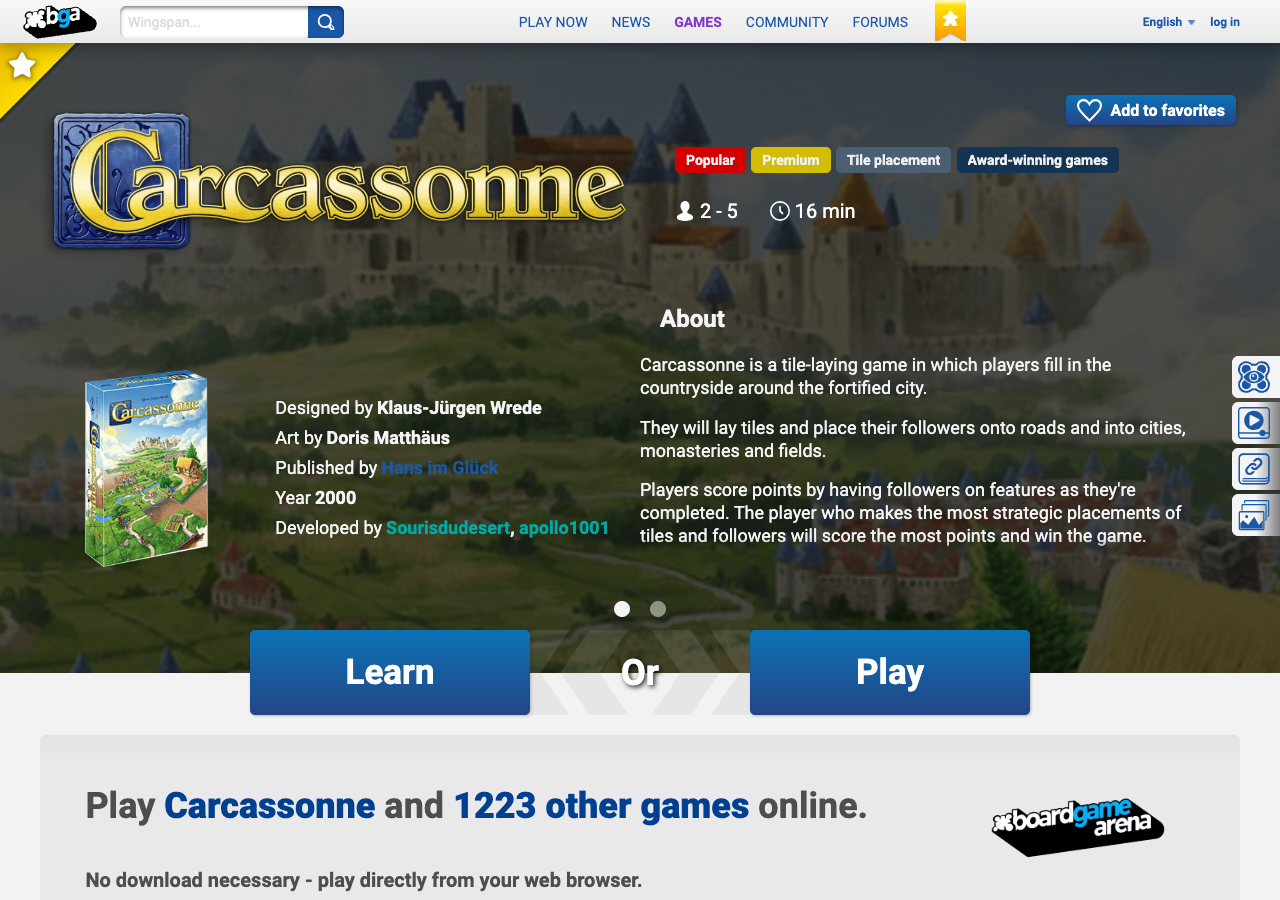 Carcassonne Online Board Game