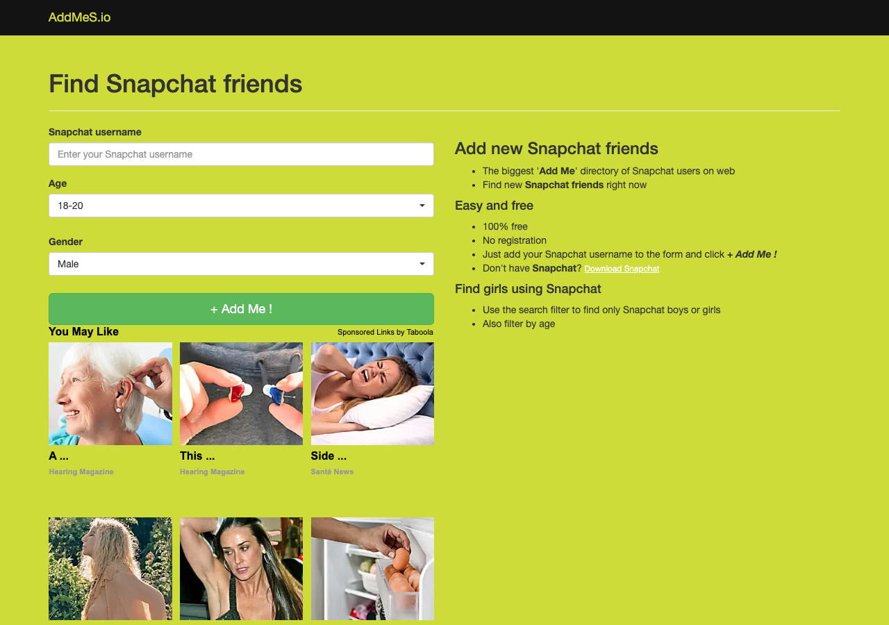 AddMeSnaps Best Snapchat Search Engine