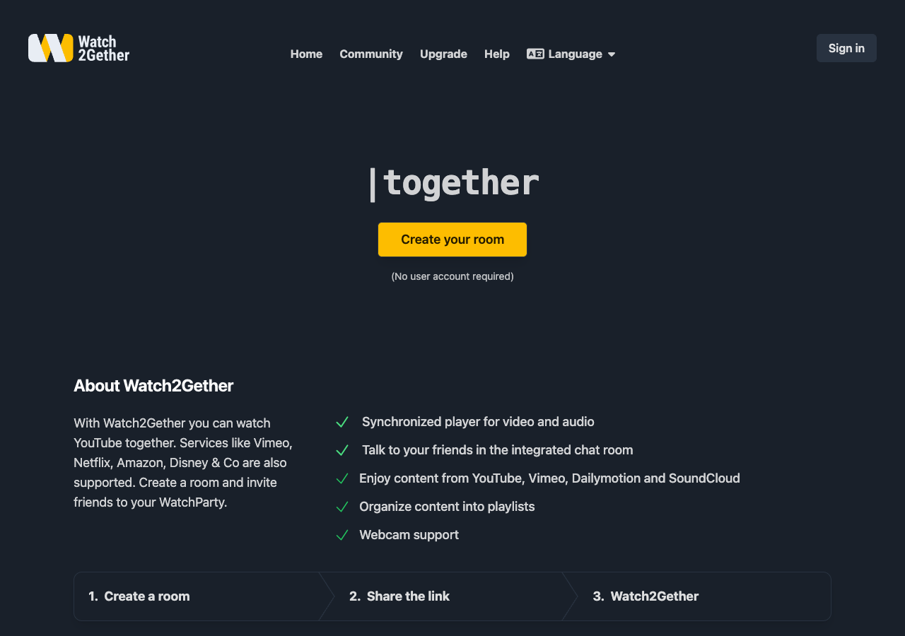 Watch2gether - site like rabb.it